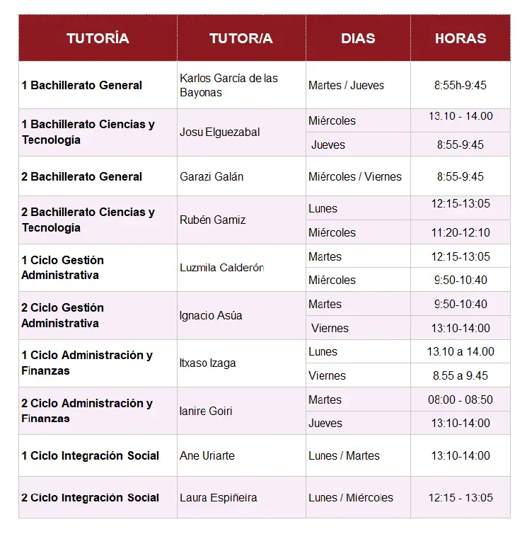 horario de tutoria artagan